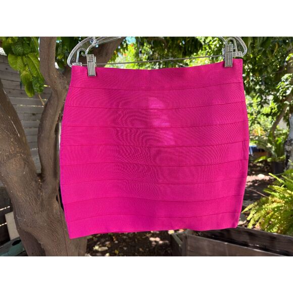 NWOT Hervé Léger x Forever 21 Electric Pink Fitted Bandage Mini Skirt Size XXL - Picture 2 of 7